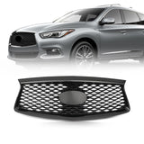 Front Bumper Grille For 2016 2017 18 19 2020 INFINITI QX60 W/ Camera Hole Black
