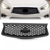Front Bumper Grille For 2018 2019 2020 2021 2022 2023 INFINITI Q50 Gloss Black