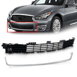 Front Bumper Lower Grill Grille w/Chrome Molding Trim For Infiniti Q70 2015-2019