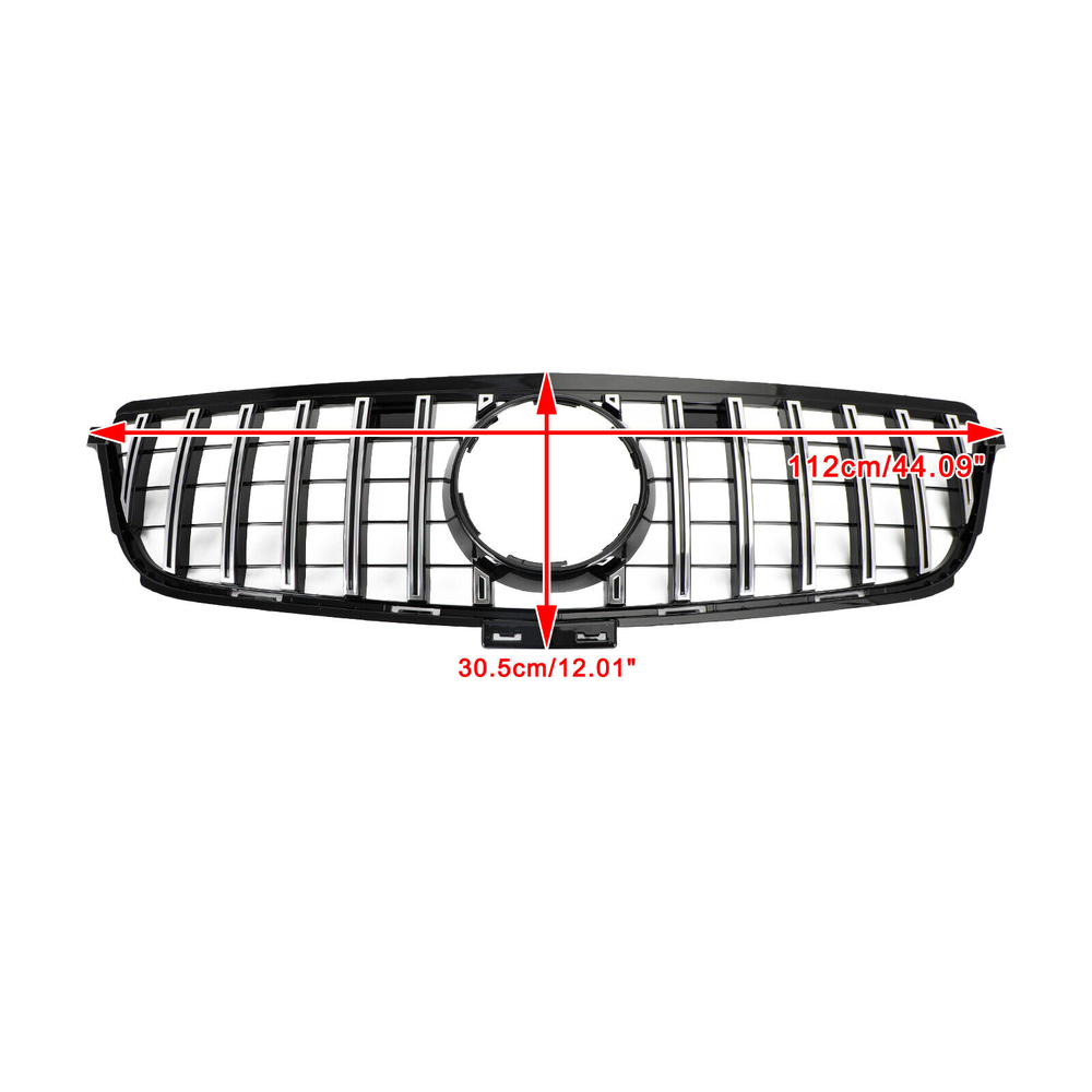 Front GT Grille Chrome Black For Mercedes Benz W166 2012-2015 ML350 400 550 AMG