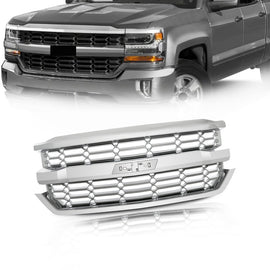 Front Grille For 2016-2018 Chevy Chevrolet Silverado 1500 Bumper Grill Chrome