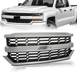 Front Grille For Chevy Silverado 1500 2016-2018 Honeycomb Bumper Grill Chrome