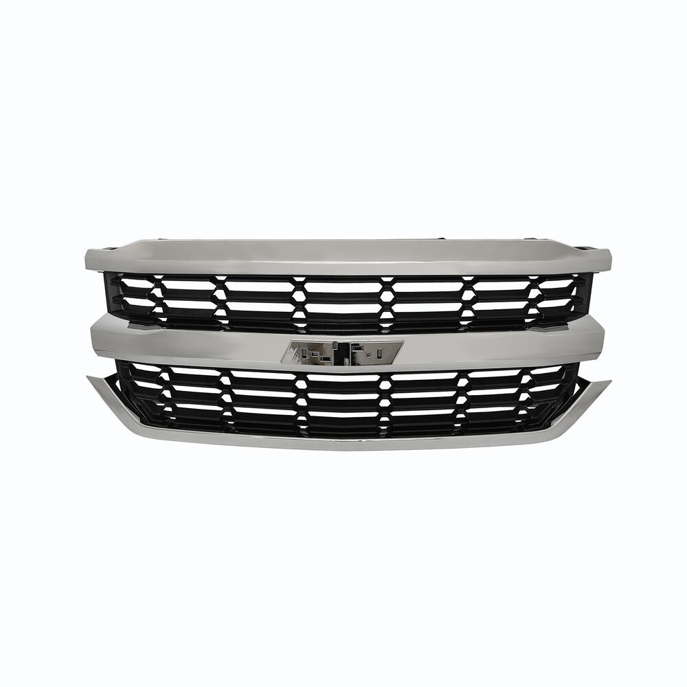 Front Grille For Chevy Silverado 1500 2016-2018 Honeycomb Bumper Grill Chrome