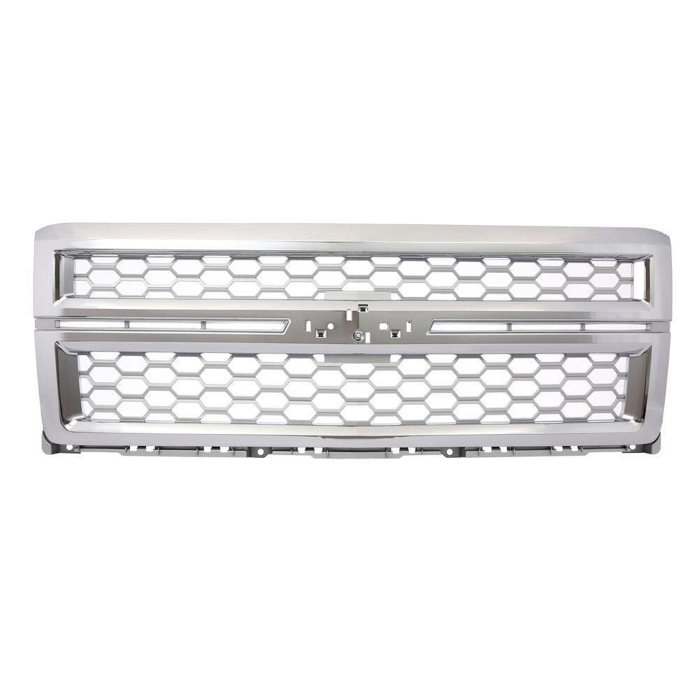 Front Grille Honeycomb Chrome+Silver Grill For 2014-15 Chevrolet Silverado 1500