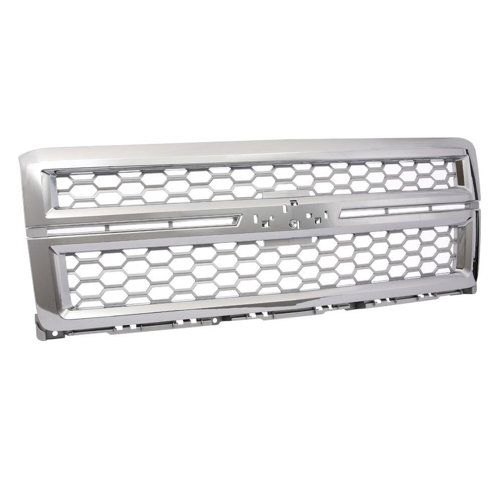 Front Grille Honeycomb Chrome+Silver Grill For 2014-15 Chevrolet Silverado 1500