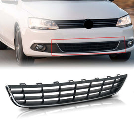 Front Lower Bumper Grille w/Chrome Molding Trim For 2011-2014 Volkswagen Jetta