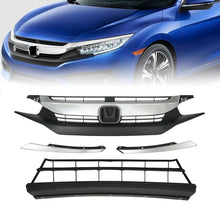 Load image into Gallery viewer, Front Upper Grille 4pcs With Molding Chrome For 2016 2017 2018 Honda Civic Sedan