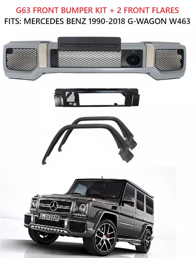 G63 Front Bumper Cover Kit + 2 Front Flares G-Wagon AMG Body Kit G65 1990-2018