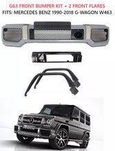 Load image into Gallery viewer, G63 Front Bumper Cover Kit + 2 Front Flares G-Wagon AMG Body Kit G65 1990-2018