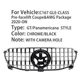 GT Front Grille For Mercedes Benz W167 GLE-CLASS standard 2020-ON Black Chrome