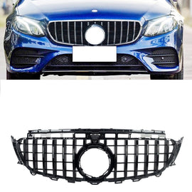 GT R Grille Fit Mercedes Benz W213 E-CLASS 2016-2020 W/ CAMERA HOLE ALL Black