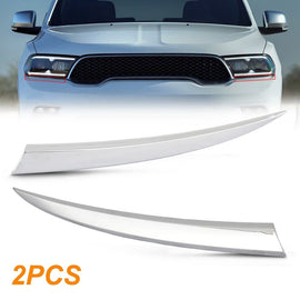 Pair Chrome Grille Headlight Molding Trim For Dodge Durango 2021 2022 Left+Right