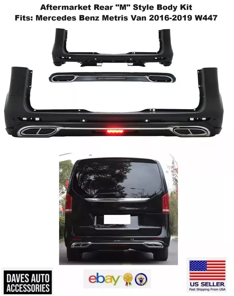 Rear Bumper Diffuser Spoiler Lip for Mercedes Vito Metris Maybach Body Kit 16-23