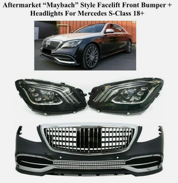 S63 Bumper Maybach 560 Front Conversion kit grille + Headligh S550