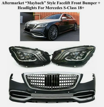 Load image into Gallery viewer, S63 Bumper Maybach 560 Front Conversion kit grille + Headligh S550