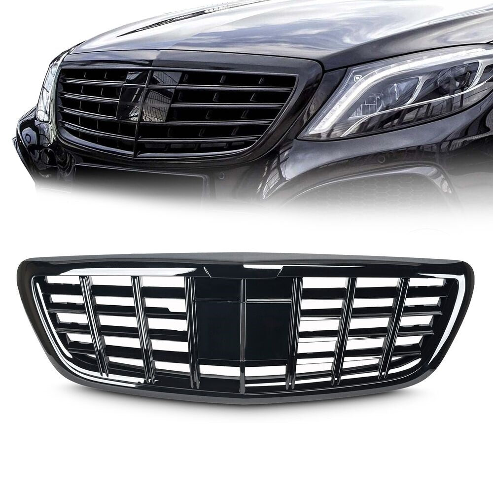 Forged LA All black Grill for 13-20 Mercedes Benz S-Class W222 S400 S500 with camera hole