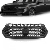 Black Front Bumper Upper Grille Mesh Grill Trim For 2023 2024 Honda Accord Sedan