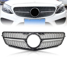 Forged LA Chrome Diamond Front Grille For Mercedes Benz C-Class W204 C250 C300 2008-2014
