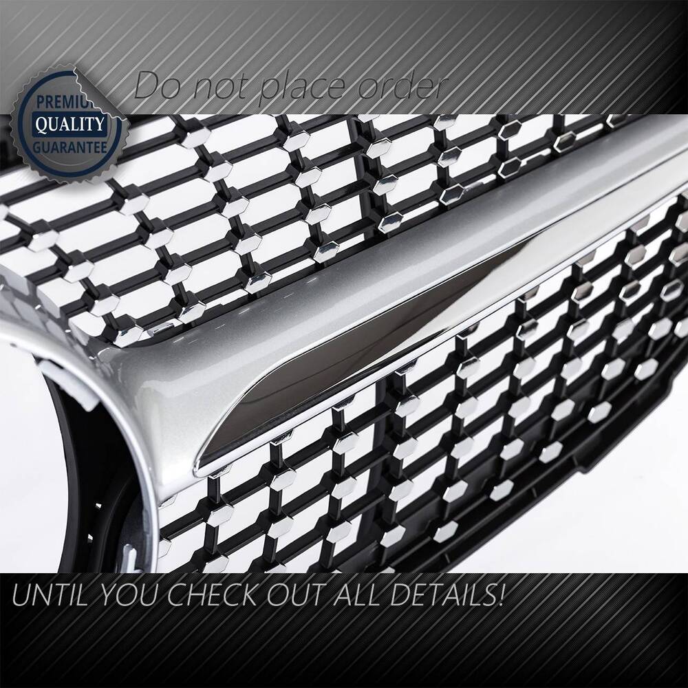 Forged LA Diamond Grill For Mercedes Benz W205 C Class C250 C300 C400 2015-2018 Silver