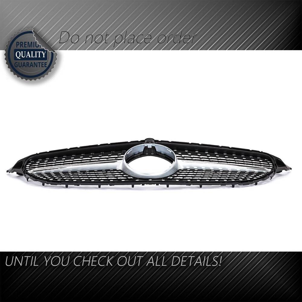 Forged LA Diamond Grill For Mercedes Benz W205 C Class C250 C300 C400 2015-2018 Silver