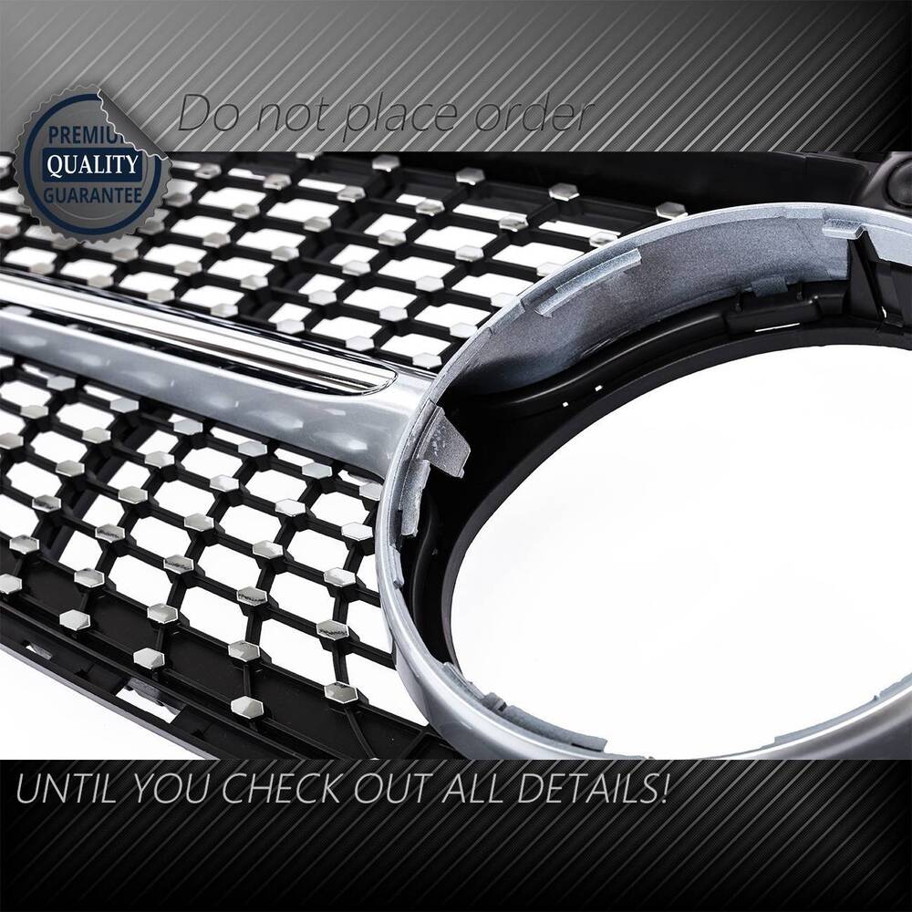 Forged LA Diamond Grill For Mercedes Benz W205 C Class C250 C300 C400 2015-2018 Silver