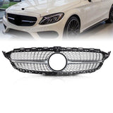 Diamond Grill For Mercedes Benz W205 C Class C250 C300 C400 2015-2018 Silver