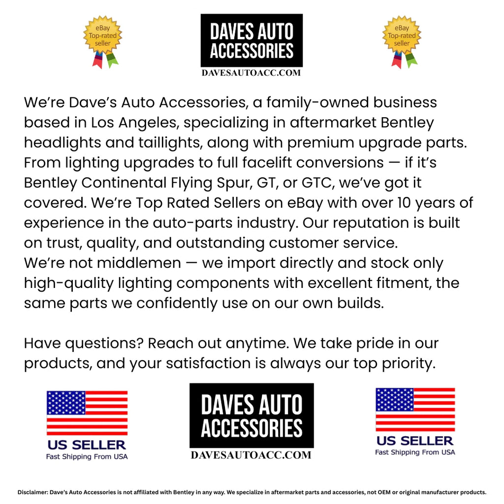 - Electronics & Accessories > Car Parts & Accessories > Car Parts 2014-2018 Bentley Continental Flying Spur LED Taillights Set OE Style Left+Right