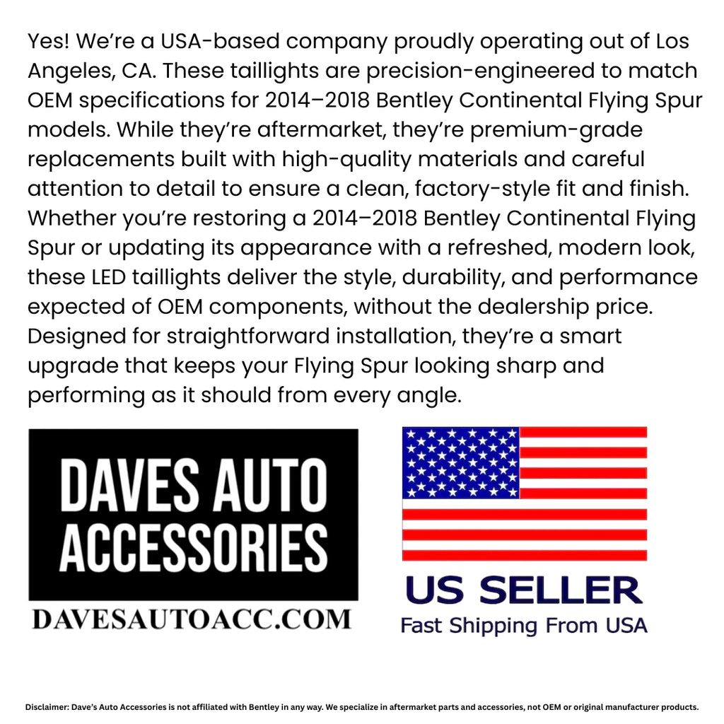 - Electronics & Accessories > Car Parts & Accessories > Car Parts 2014-2018 Bentley Continental Flying Spur LED Taillights Set OE Style Left+Right