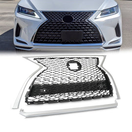Forged LA For 20-22 Lexus RX350 RX450h Front Upper Grille Assembly Chrome Black 531010E420
