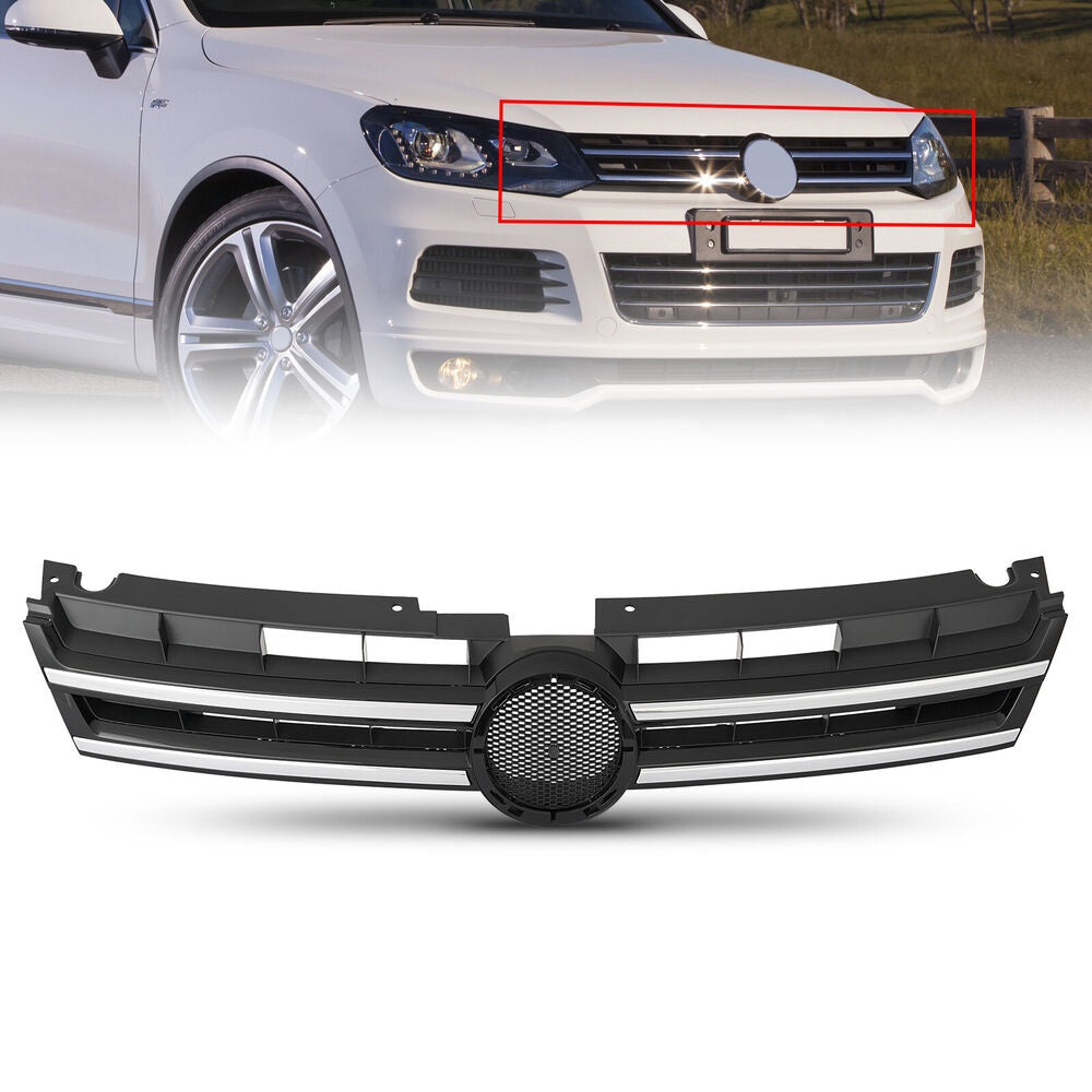 Forged LA For 2011-2014 Volkswagen Touareg Front Bumper Upper Grille Grill W/Chrome Trim
