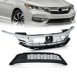 Forged LA For 2016 2017 Honda cSedan 4D Front Bumper Grille Grill Upper Lower Kit