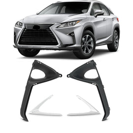 Forged LA For 2016-2019 Lexus RX350 RX450H Pair Fog Light Cover Bezel w/ Chrome Trim LH RH