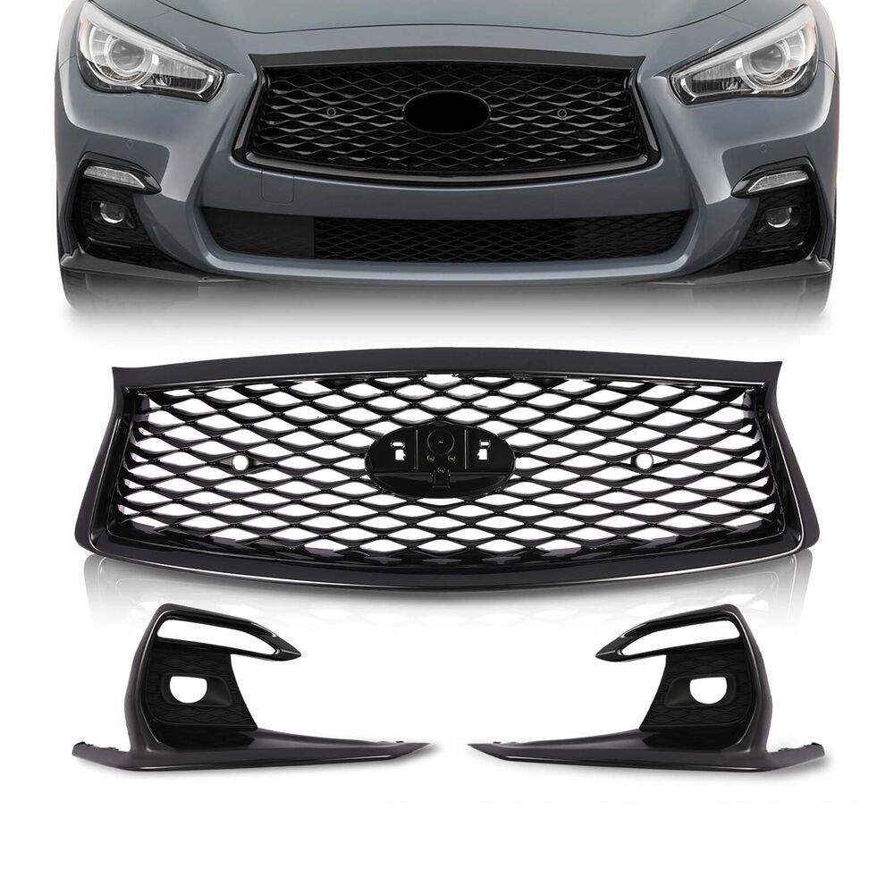 Forged LA For 2018-2022 Infiniti Q50 Sport Front Grille & Fog Light Lamp Grill Bezel Cover