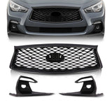 For 2018-2022 Infiniti Q50 Sport Front Grille & Fog Light Lamp Grill Bezel Cover
