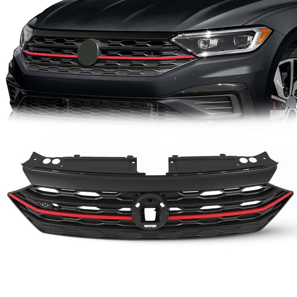 Forged LA For VW Volkswagen Jetta 2019 2020 2021 Front Bumper Upper Grille Black & Red
