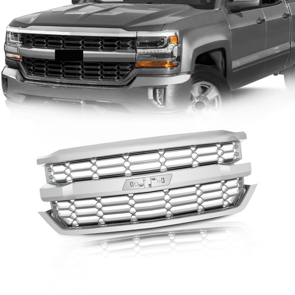 Forged LA Front Grille For 2016-2018 Chevy Chevrolet Silverado 1500 Bumper Grill Chrome