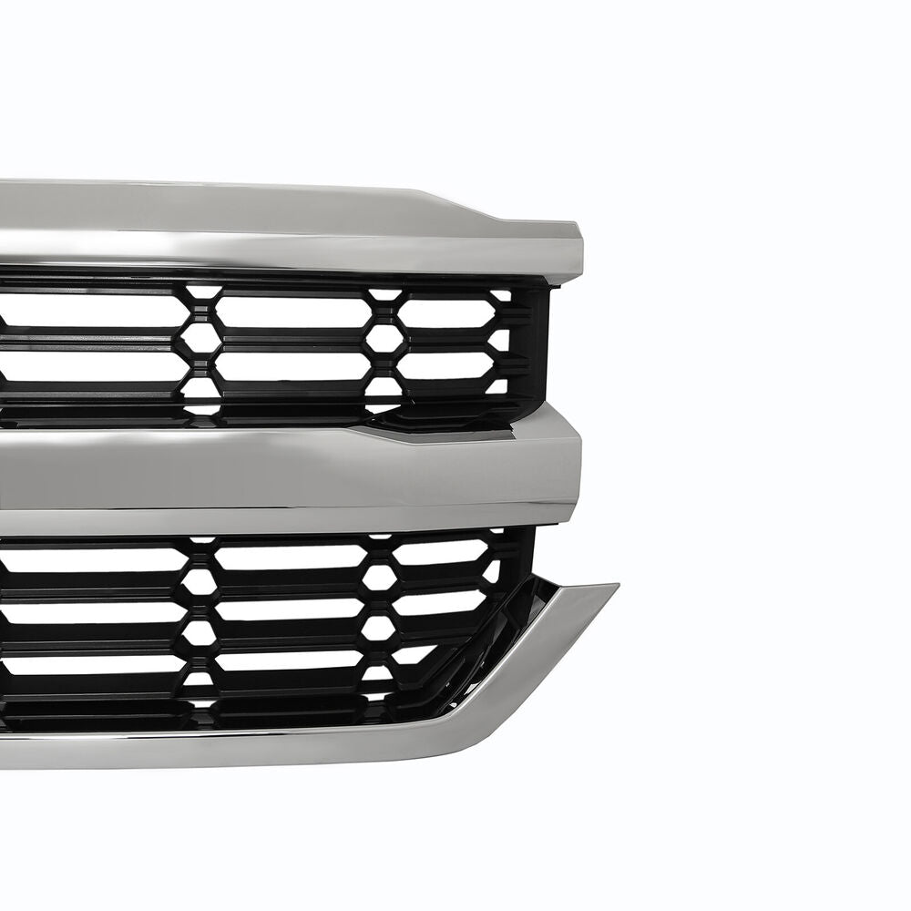Forged LA Front Grille For Chevy Silverado 1500 2016-2018 Honeycomb Bumper Grill Chrome