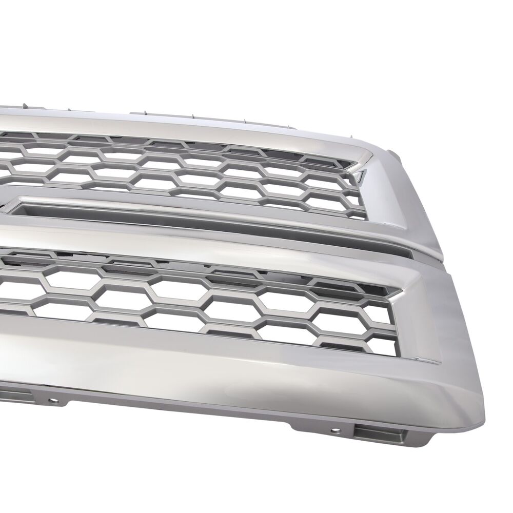 Forged LA Front Grille Honeycomb Chrome+Silver Grill For 2014-15 Chevrolet Silverado 1500