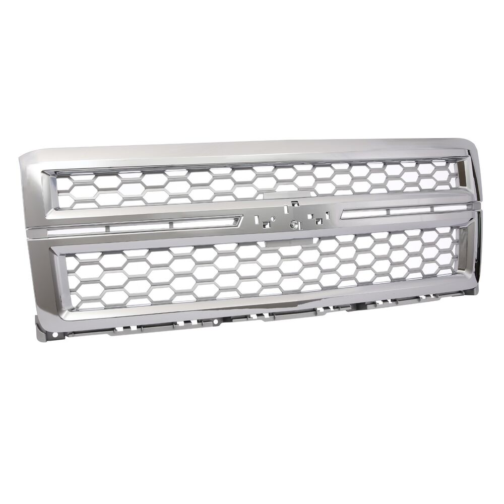 Forged LA Front Grille Honeycomb Chrome+Silver Grill For 2014-15 Chevrolet Silverado 1500