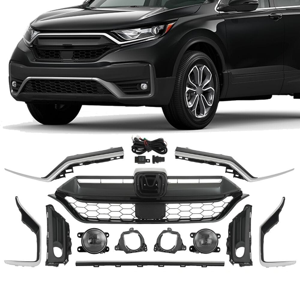 Forged LA Front Grille Molding Fog Light Strip Trim Bezel For 2020-2022 Honda CRV 15PCS