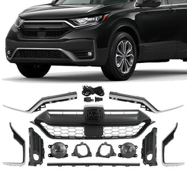 Forged LA Front Grille Molding Fog Light Strip Trim Bezel For 2020-2022 Honda CRV 15PCS