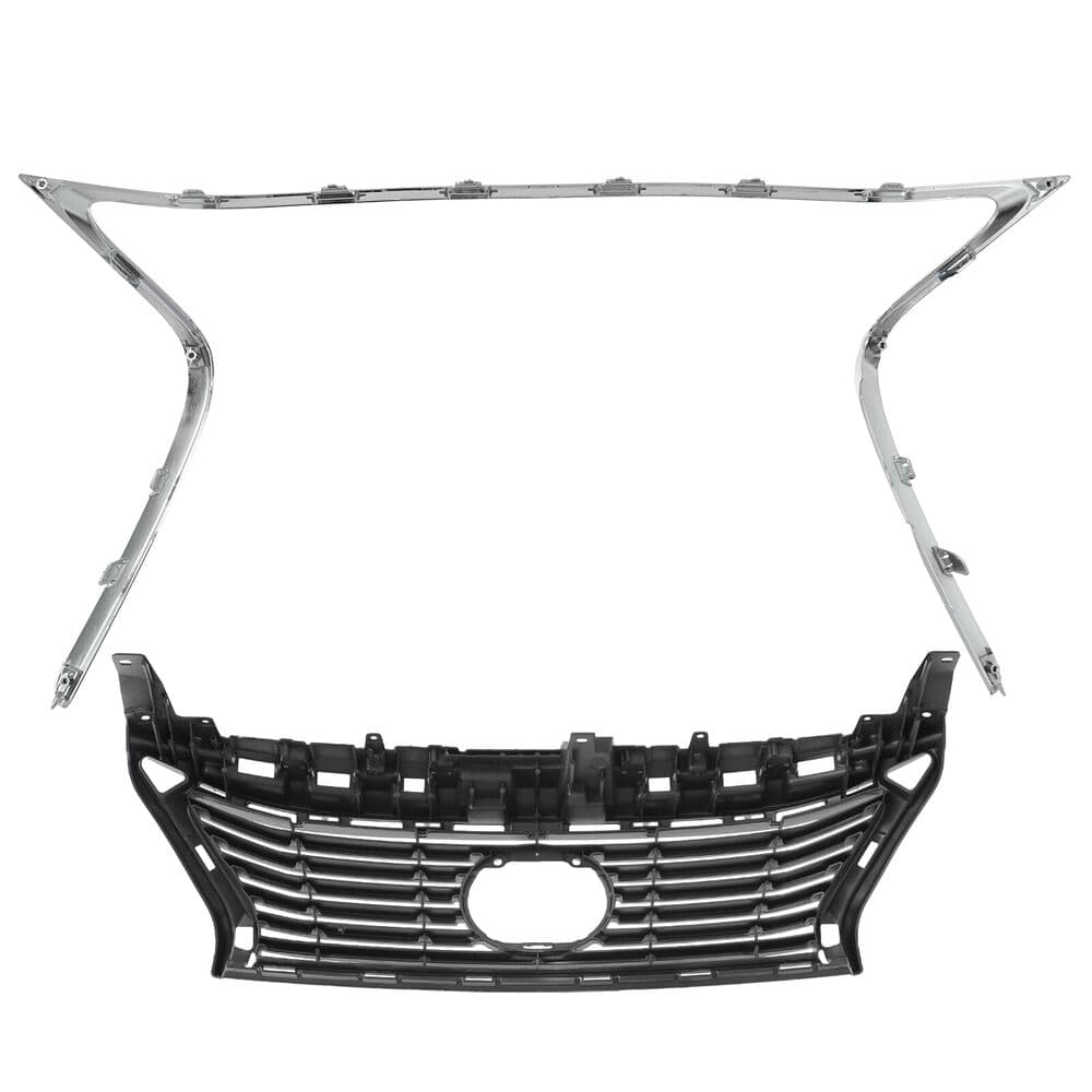 Forged LA Front Grille Trims & Fog Light Ring Chrome Set For 2013-2015 Lexus ES350 ES300H
