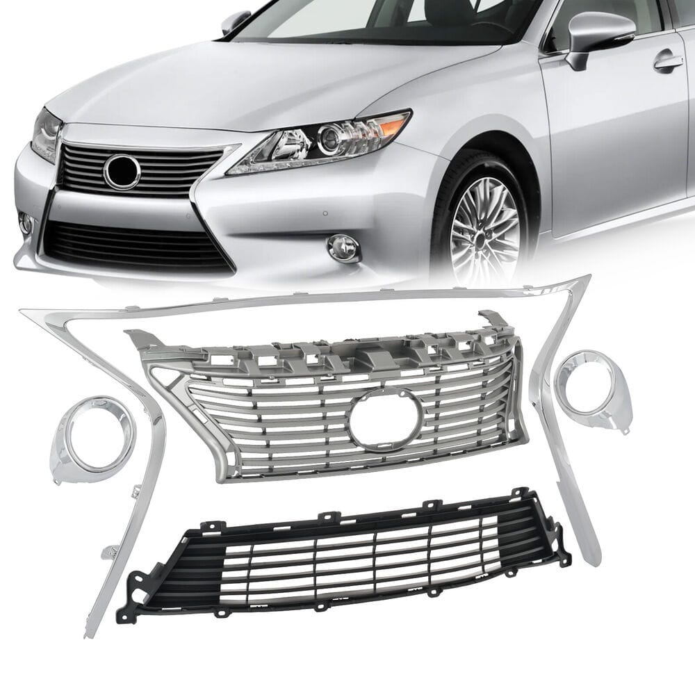 Forged LA Front Grille Trims & Fog Light Ring Chrome Set For 2013-2015 Lexus ES350 ES300H