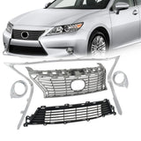 Front Grille Trims & Fog Light Ring Chrome Set For 2013-2015 Lexus ES350 ES300H