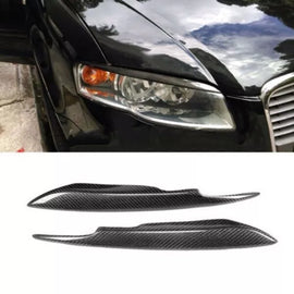 Forged LA Headlight Eyebrow Eyelid Cover Trim Carbon Style For Audi A4 B7 2005-2008