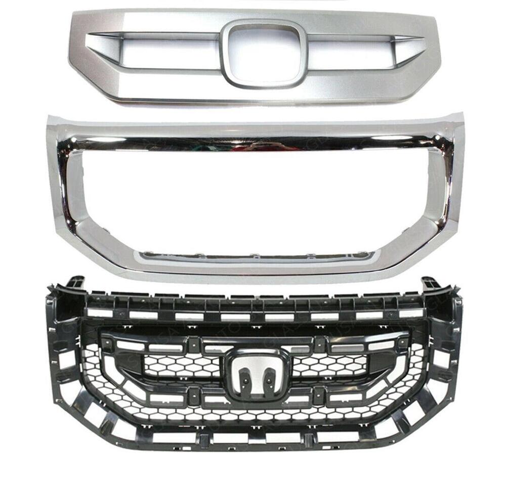 Forged LA New Grille Assembly W/ Surround Trim + Chrome Molding For 2009-2011 Honda Pilot