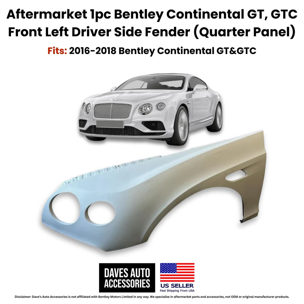 16-18 Bentley Continental GT GTC Carbon Fiber Left Side Fender Replacement 1PC