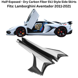 Half-Exposed Dry Carbon Fiber SVJ Style Side Skirts Lamborghini Aventador 11-21
