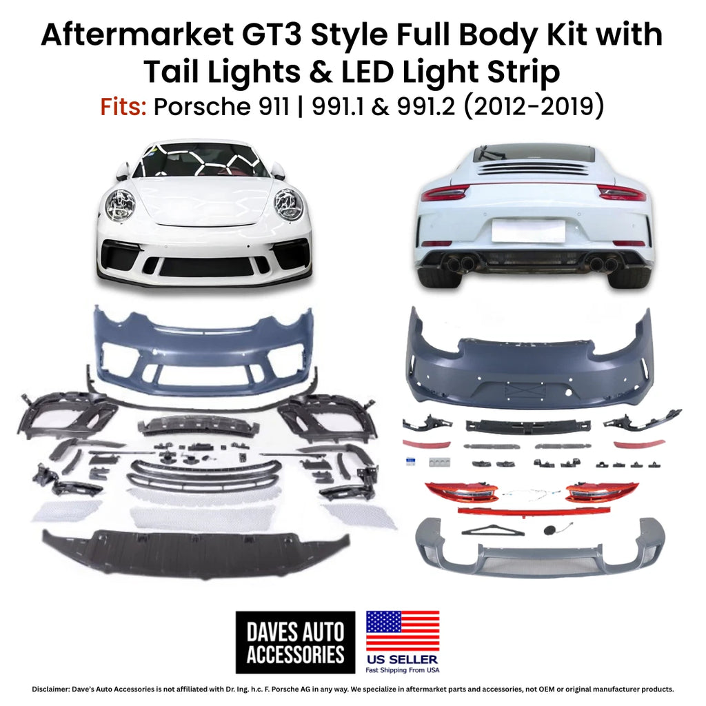 Daves Auto Accessories VehiclePartsAndAccessories 2012-2019 Porsche 911 991 GT3 Style Full Body Kit Conversion w/ Taillights