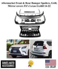 Daves Auto Accessories VehiclePartsAndAccessories Aftermarket Front & Rear Bumper Spoiler, Grill, Mirror Cover For Lexus GX460 14-22